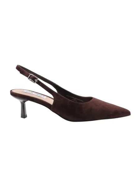 Czółenka Steve Madden skórzana z otwartą piętą brązowa
