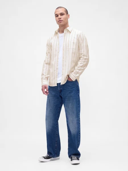 Cămașă Gap din țesătură twill albastru