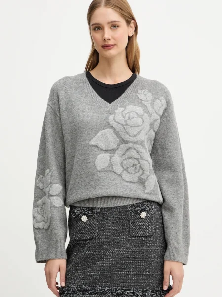 Пуловер с вълна Blugirl Blumarine от топла материя сиво