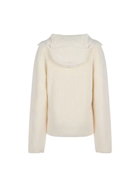Bluza z kapturem Courreges wełniana z kapturem beżowa