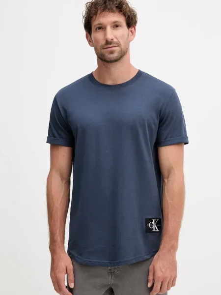 Тениска Calvin Klein Jeans с апликация тъмносиньо