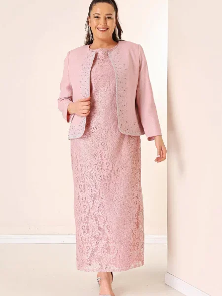 Obleka By Saygı brez rokavov s cvetličnim vzorcem s čipko roza