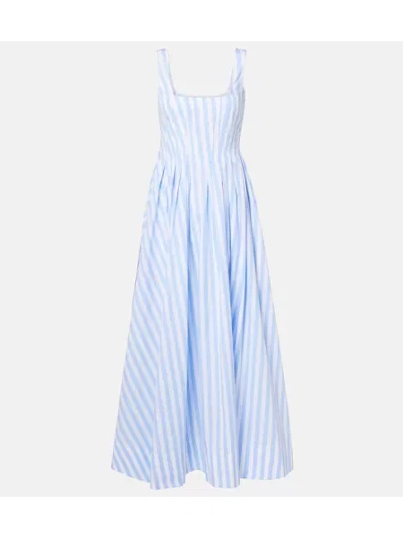 Rochie midi Sportmax cu dungi până la genunchi din poplin alb