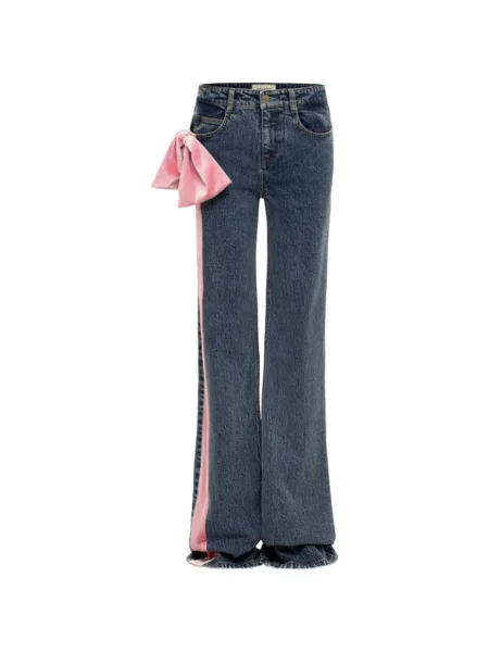 Jeansy Hellessy z kokardką niebieskie