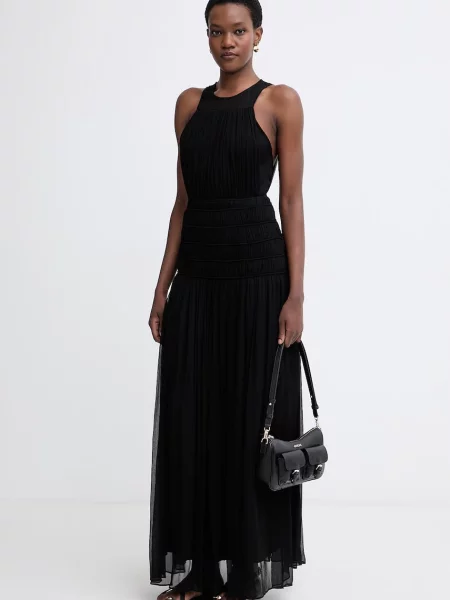 Twinset rochie evazată din vâscoză negru