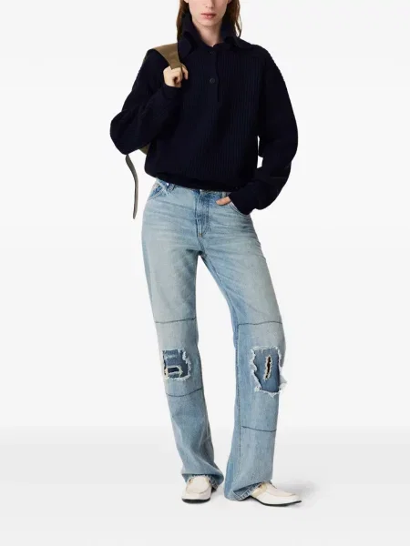 Blugi Stella Mccartney zdrențuiți albastru
