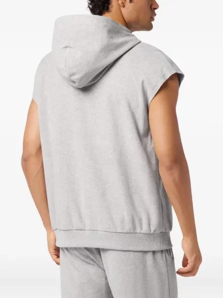 Majica s kapuljačom Plein Sport bez rukava s autogramom siva