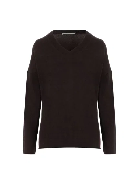 Sweter Allude z dekoltem w serek brązowy