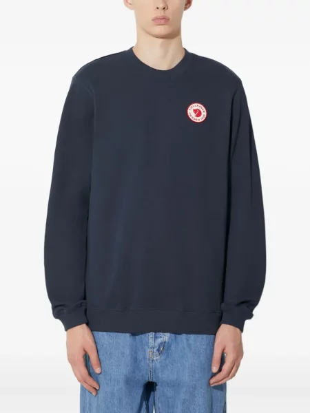 Hanorac crewneck Fjallraven cu decolteu rotund cu autograf albastru