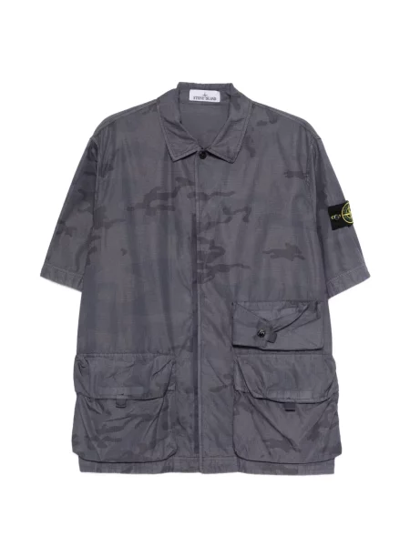Terepmintás ing Stone Island strasszokkal szürke