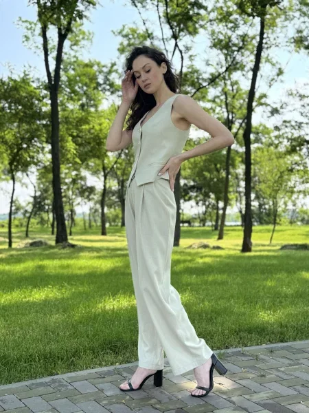 Лляний Жилет класичний CAT ORANGE світло-сірий сірий