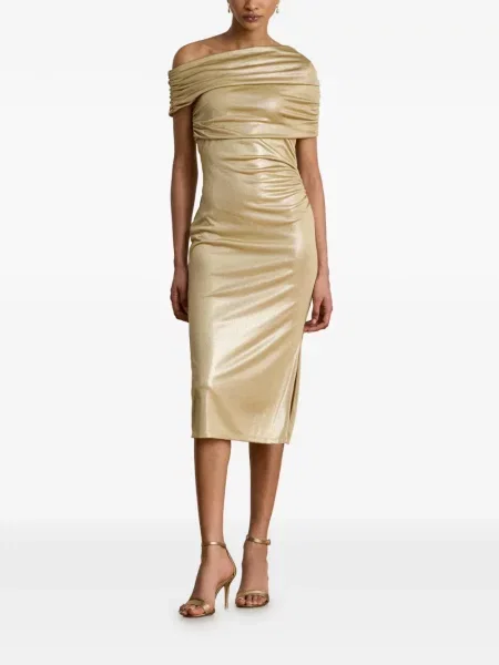 Rochie midi Lauren Ralph Lauren cu umerii deschiși