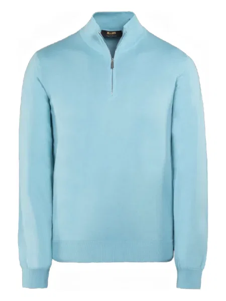 Pulover Moorer de jumătate de fermoar albastru