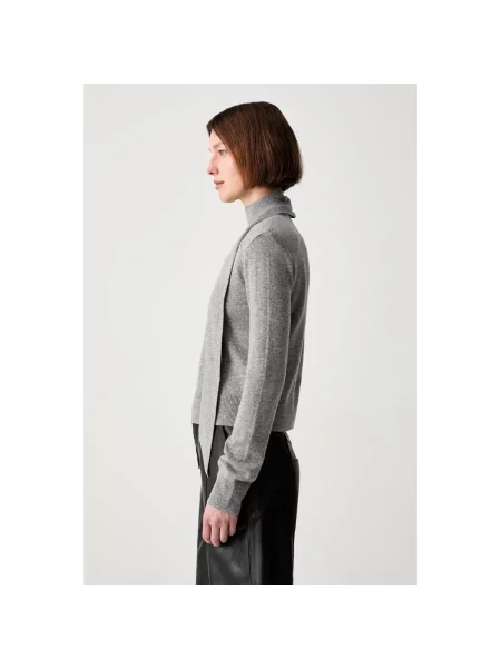 Rotate WOOL BOW sweter wełniany szary
