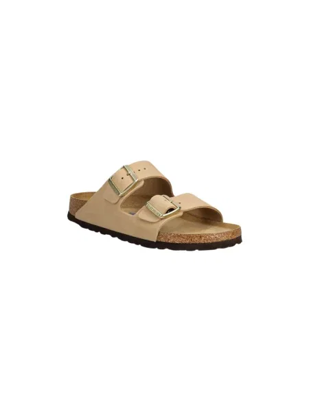 Klapki Birkenstock zamszowe beżowe