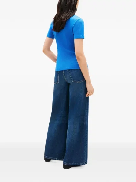 Tricou Tommy Hilfiger cu decolteu în V albastru