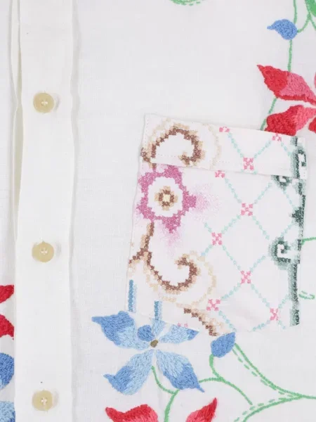 Cămașă By Walid cu broderie de in cu model floral alb
