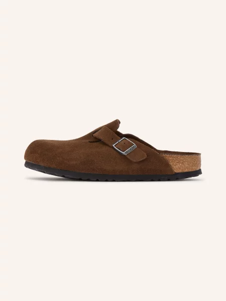 Klapki Birkenstock zamszowe brązowe