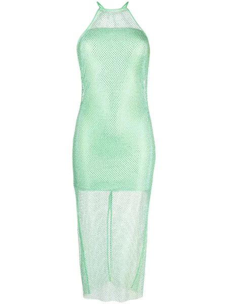 Rochie Patrizia Pepe transparente cu gât halter de costum verde