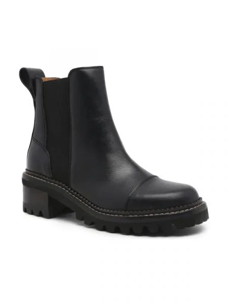 See By Chloé De piele botine MALLORY negru