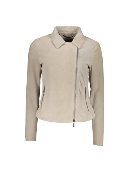 Kurtka skórzana Moorer beżowa