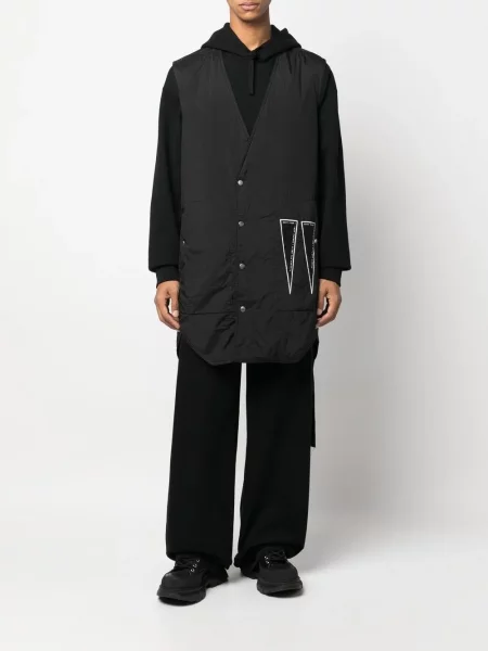 Kabát Rick Owens bez rukávů s potiskem černý