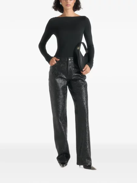Pantaloni Manière De Voir din piele negru
