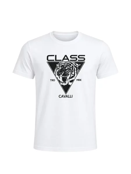 Tricou Cavalli Class cu imagine cu dungi de tigru alb