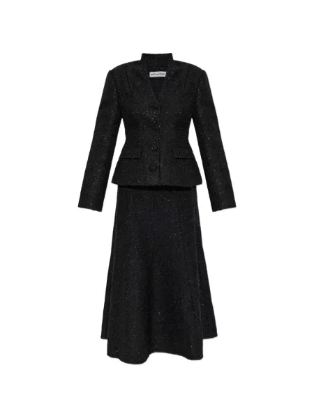 Bouclé rochie midi Self-portrait negru