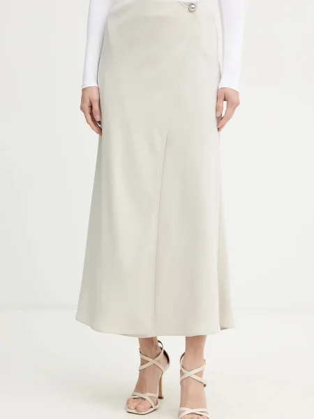 Armani Exchange fustă maxi drept bej