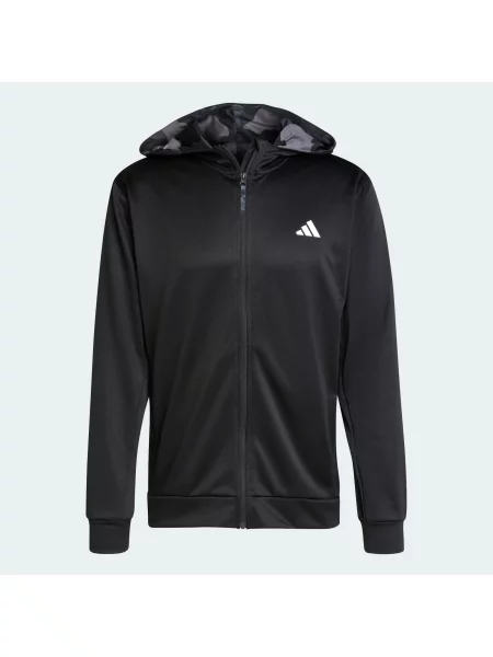 Bluza z kapturem Train Essentials Camo Full-Zip czarna