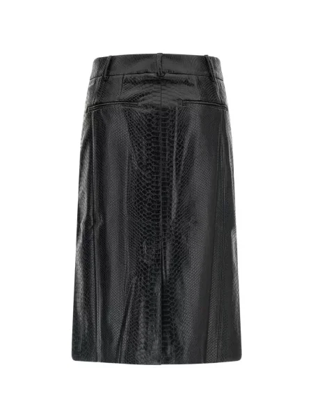 Fustă midi The Andamane cu model piele de șarpe negru