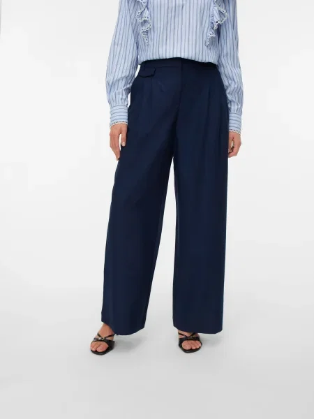 VERO MODA Klostuotos kelnės VMDREA tamsiai mėlyna