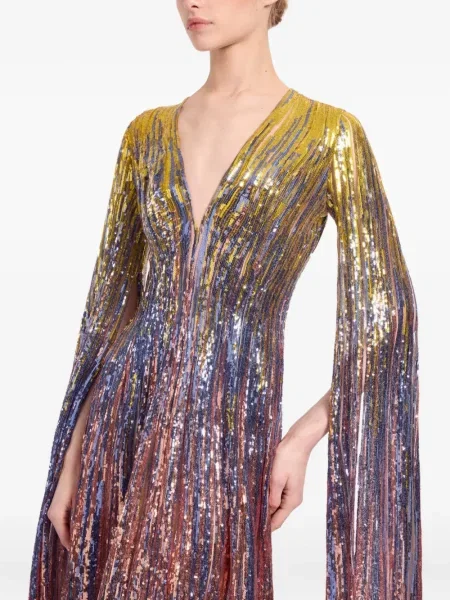 Rochie maxi Elie Saab cu paiete de costum albastru
