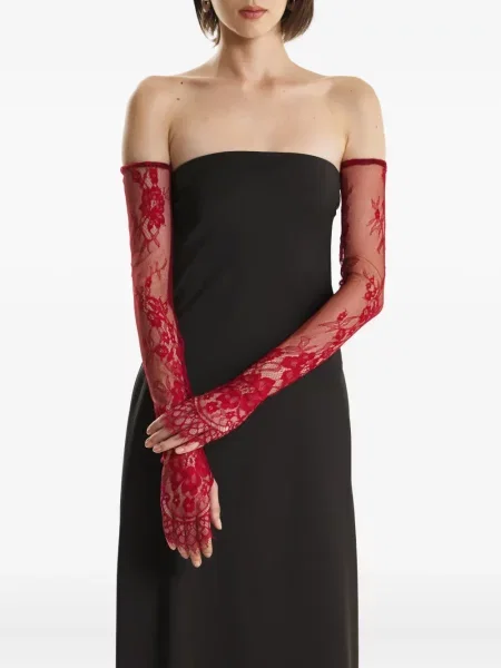 Mănuși 2310 Studio cu model floral din dantelă roșu