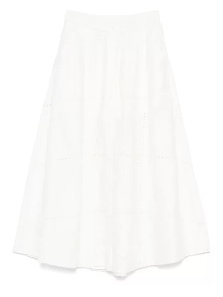 Fustă midi Maje cu broderie până la genunchi alb