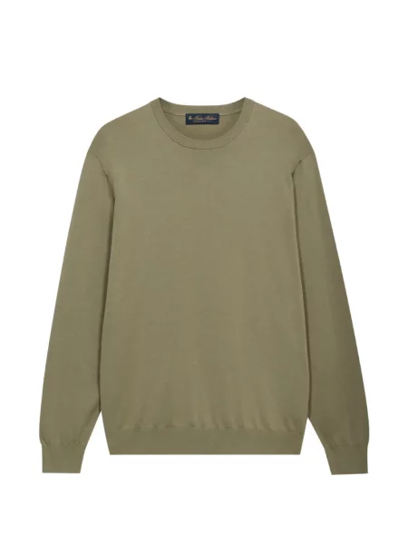 Pulover Brooks Brothers cu decolteu rotund cu nervuri verde