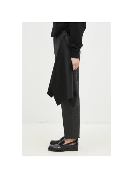 Undercover spodnie wełniane Pants szary proste high waist czarne