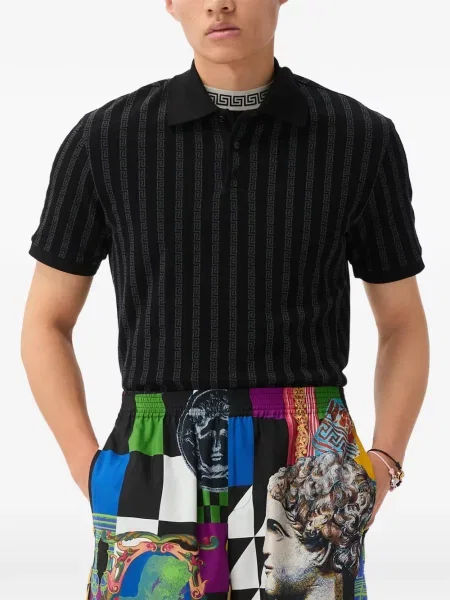 Pantaloni scurți Versace de mătase negru