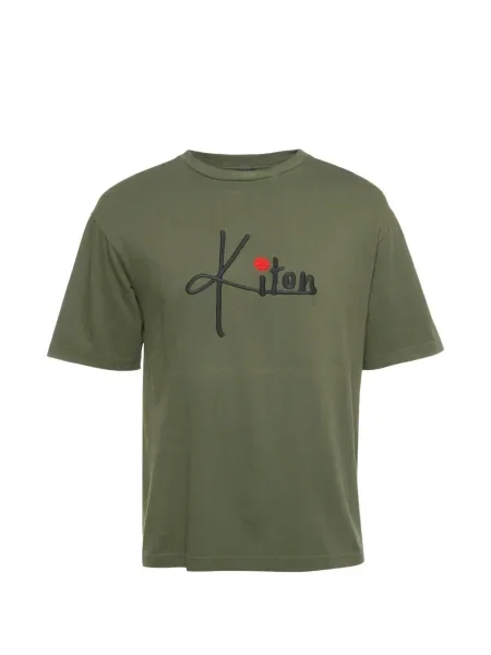 Tricou Kiton cu broderie cu decolteu rotund verde