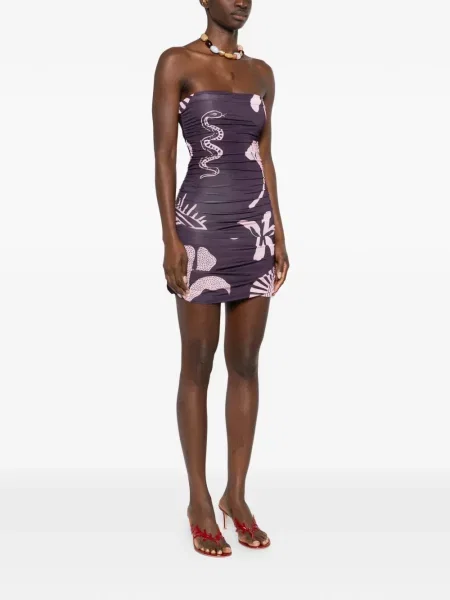 Rochie Cala De La Cruz cu model floral cu imagine de costum violet