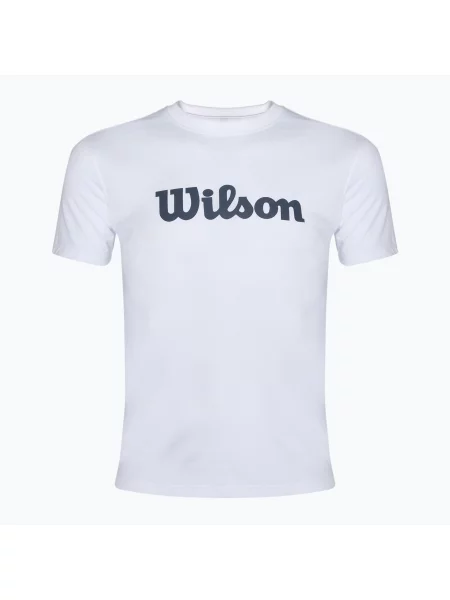 Koszulka tenisowa Wilson Team Graphic bright white script biała