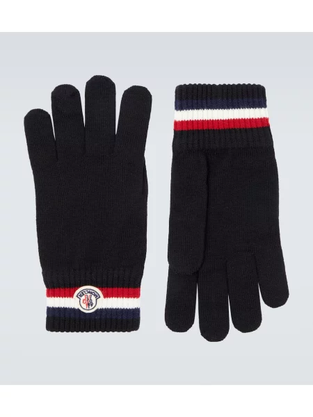 Vlněné rukavice Moncler černé