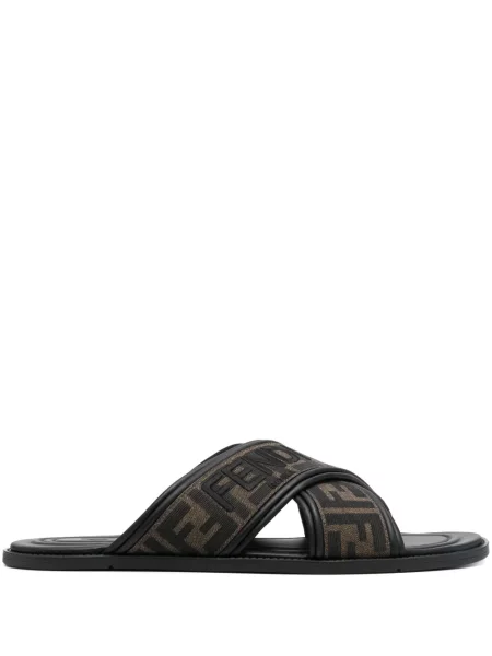 Papuci Fendi cu broderie negru