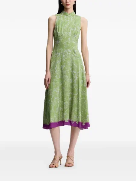 Rochie midi Shanghai Tang de mătase verde