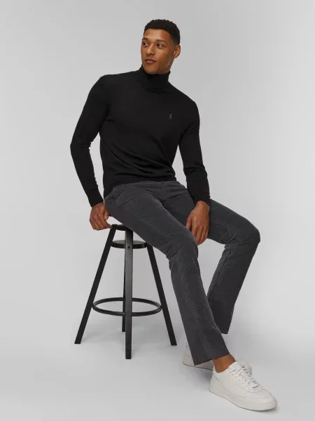 Polo Ralph Lauren sweter wełniany niebieski z golferm czarny