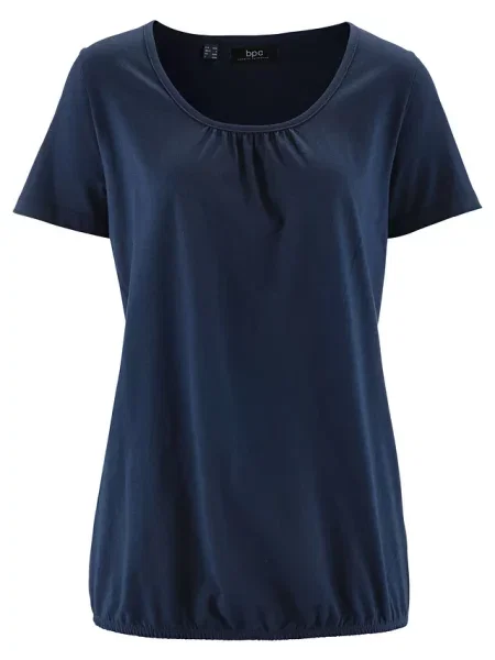 T-shirt z czystej bawełny krótki rękaw niebieska