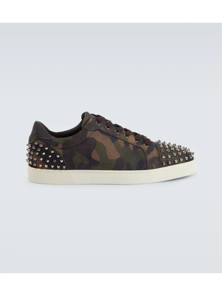 Sneakerși Christian Louboutin din piele de căprioară cu model camuflaj verde