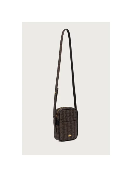 Torba na ramię z nadruk z logo model Blend Vertical Camera Bag' Lacoste brązowa