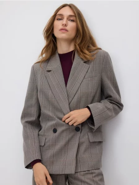 Reserved Двобортний картатий піджак різнобарвний 